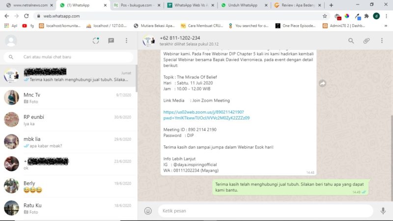 Perbedaan WhatsApp web dengan WhatsApp desktop 2 Tampilan whatsapp web
