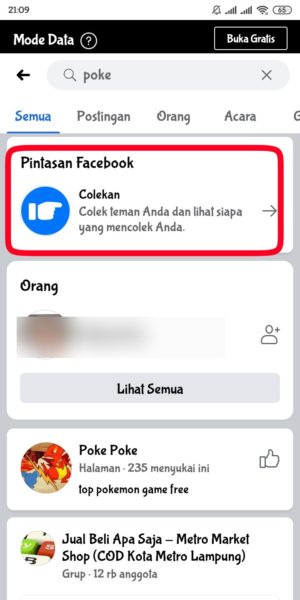 Cara mencolek teman di Facebook 3 ketik "poke" atau "pokes" di pencarian
