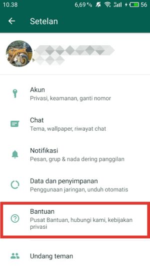 Cara melihat versi WhatsApp di ponsel kamu 3 pilih bantuan