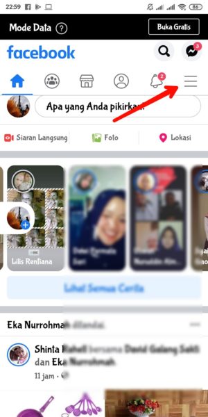 Cara agar orang tidak bisa menulis di wall Facebook kita 2 buka hamburger menu