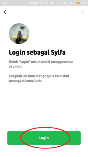 Cara login LINE tanpa verifikasi nomor HP lama 19 tap "login"