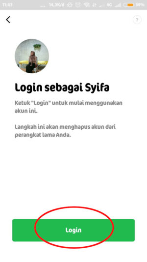 Cara login LINE tanpa verifikasi nomor HP lama 10 tap "login"
