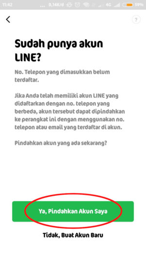 Cara login LINE tanpa verifikasi nomor HP lama 6 klik "ya pindahkan akun saya"