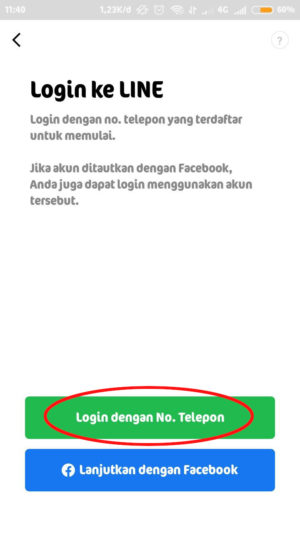 Cara login LINE tanpa verifikasi nomor HP lama 2 masuk dengan menggunakan nomor Hp