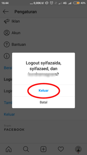 Cara memakai dan melepas fitur login multi-akun Instagram 16 tidak dapat di logout secara terpisah