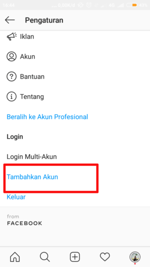 Cara memakai dan melepas fitur login multi-akun Instagram 8 tap "tambahkan akun"