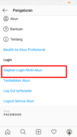 Cara memakai dan melepas fitur login multi-akun Instagram 3 pilih "siapkan login multi-akun"