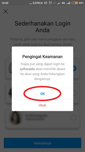 Cara memakai dan melepas fitur login multi-akun Instagram 5 tap "OK"