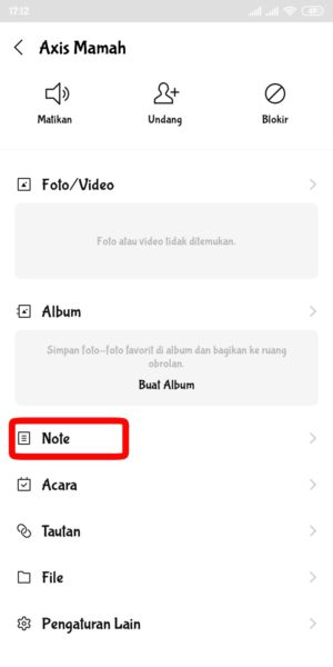 Cara membuat note di LINE 2 tap menu note