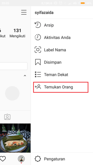 Cara mencari akun seseorang di Instagram 9 tap "temukan orang"