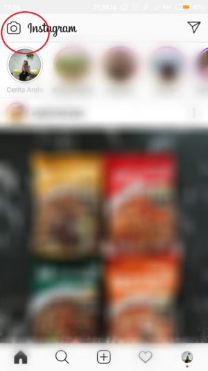 Cara menggunakan sticker "DM Saya" di Instagram story 1 tap ikon kamera untuk membuat story baru