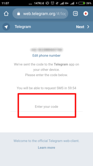 Cara menghapus banyak kontak telegram sekaligus 10 masukkan kode konfirmasi yang dikirim telegram pada aplikasi