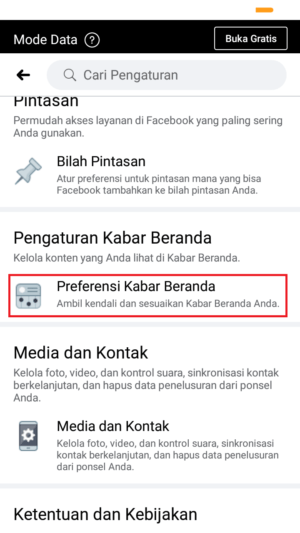 Cara menghilangkan postingan grup di beranda Facebook 4 buka "preferensi kabar berita"