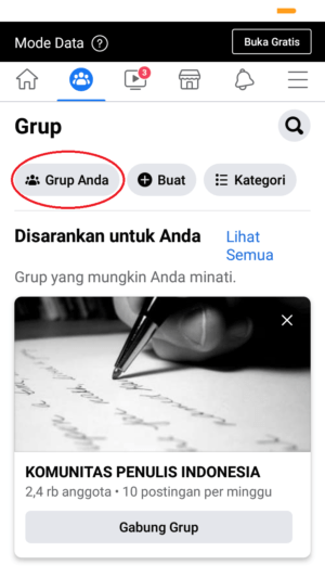 Cara menghilangkan postingan grup di beranda Facebook 12 buka "grup anda"
