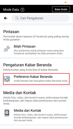 Cara prioritaskan akun tertentu di beranda facebook 4 buka "preferensi kabar berita"