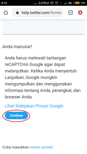 Cara mengatasi lupa password di Twitter 17 lanjutkan konfirmasi reCAPTCHA