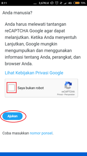 Cara mengatasi lupa password di Twitter 18 centang "saya bukan robot" dan klik "ajukan"