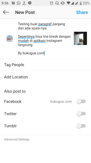 Cara membuat line break di caption Instagram 3 Cara membuat line break di caption Instagram 2