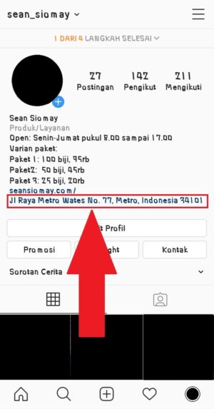Cara menambahkan lokasi di profil Instagram 13 Tampilan ketika link lokasi berhasil ditambahkan di bio Instagram