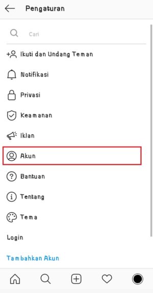 Cara menambahkan lokasi di profil Instagram 4 Pilih "akun" untuk masuk ke pengaturan akun