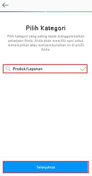 Cara menambahkan lokasi di profil Instagram 7 Pilih kategori produk/layanan