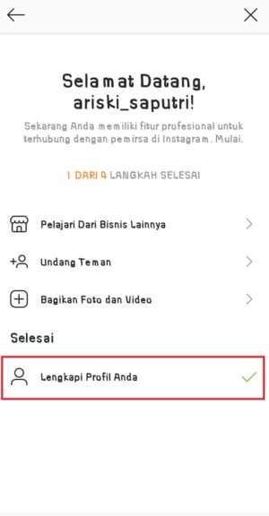 Cara menambahkan lokasi di profil Instagram 9 Pilih "Lengkapi profil anda" untuk melengkapi profil Instagram Bisnis