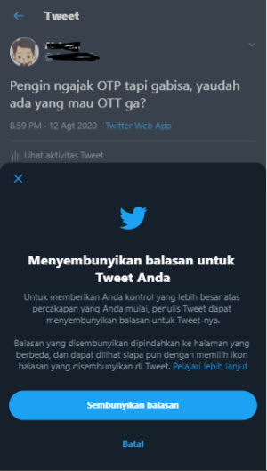 Cara menggunakan fitur "sembunyikan balasan tweet" di Twitter 6 Cara menggunakan fitur "sembunyikan balasan tweet" di Twitter 5