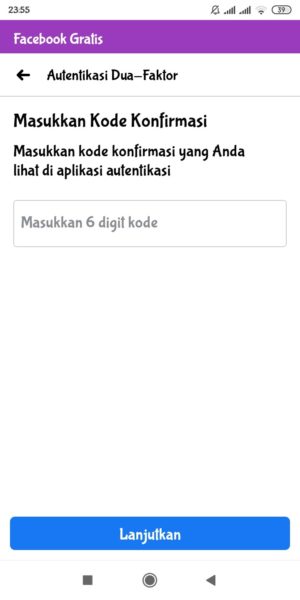 Cara mengaktifkan "Autentikasi Dua Faktor" di Facebook 8 masukkan kode 6 digit
