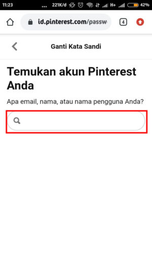 Cara mengatasi lupa password Pinterest 12 masukkan alamat email