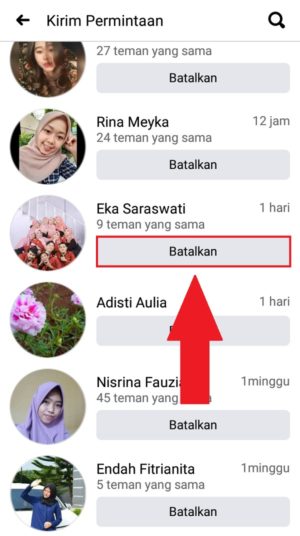 Cara melihat dan membatalkan permintaan pertemanan di Facebook 6 Pilih "Batalkan" untuk membatalkan permintaan pertemanan