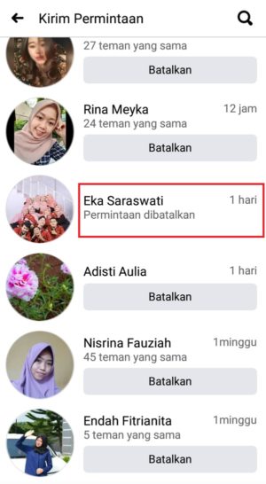 Cara melihat dan membatalkan permintaan pertemanan di Facebook 7 Tampilan permintaan pertemanan berhasil dibatalkan