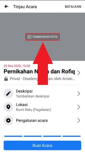 Cara membuat undangan acara/event di Facebook 11 Tambahkan foto atau gambar event