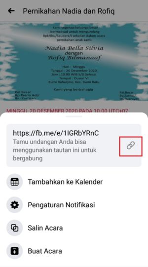 Cara membuat undangan acara/event di Facebook 17 Salin link URL event kamu untuk dibagikan