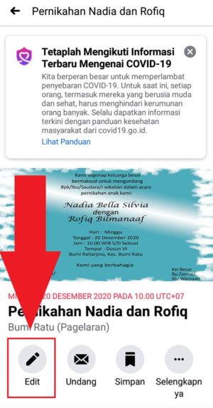 Cara membuat undangan acara/event di Facebook 20 Pilih "Edit" untuk mengedit event