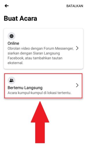 Cara membuat undangan acara/event di Facebook 4 Pilih jenis event yang diinginkan