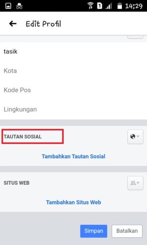 Cara menambahkan link Instagram di bio Facebook 6 Menu Tautan Sosial