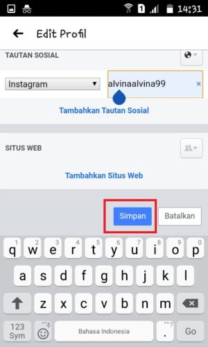 Cara menambahkan link Instagram di bio Facebook 9 Tap Simpan untuk menyimpan pengaturan