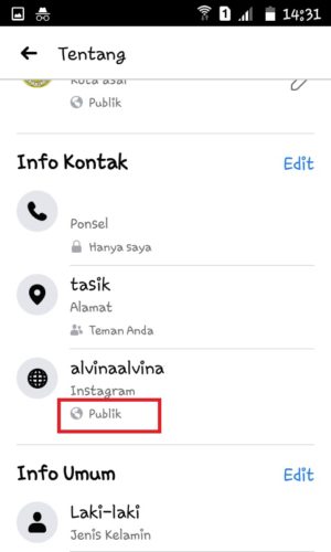 Cara menambahkan link Instagram di bio Facebook 10 Setelah link harus Publik agar link instagram terlihat oleh semua orang.