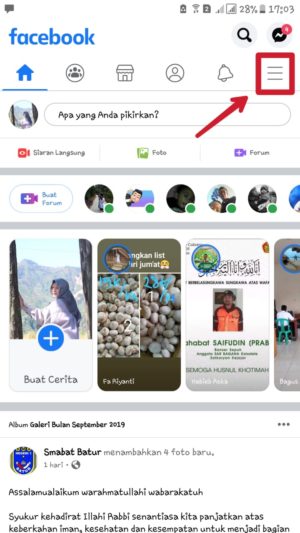 Cara menolak permintaan pertemanan di Facebook 1 tap ikon titik tiga