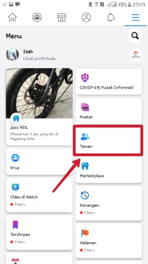 Cara menolak permintaan pertemanan di Facebook 2 masuk ke tab teman