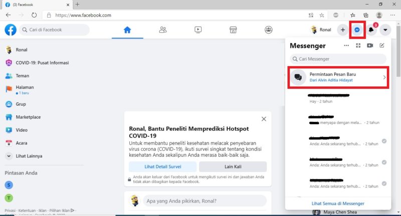 Apa itu inbox di Facebook? apa bedanya dengan messenger? 1 klik icon mesengger
