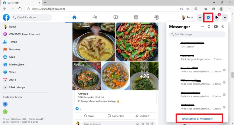 Apa itu inbox di Facebook? apa bedanya dengan messenger? 3 klik pilihan “Lihat semua di Messenger”.