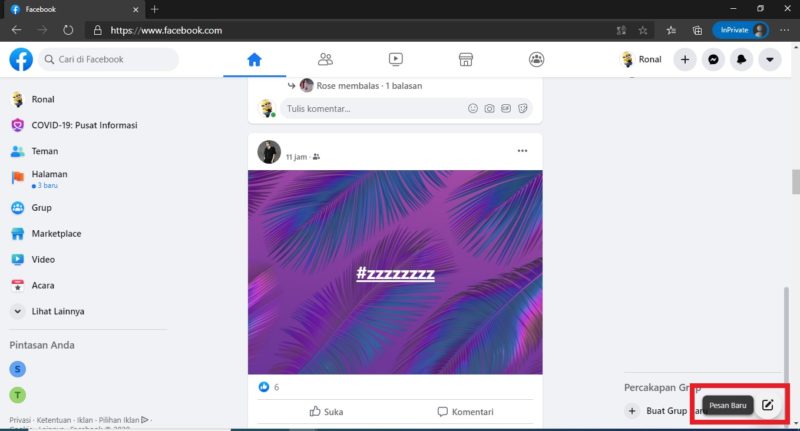 Apa itu inbox di Facebook? apa bedanya dengan messenger? 8 Tap icon "pesan baru"