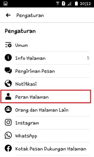 Cara menambahkan admin di halaman Facebook 6 Tap "Peran Halaman" di menu "Pengaturan"
