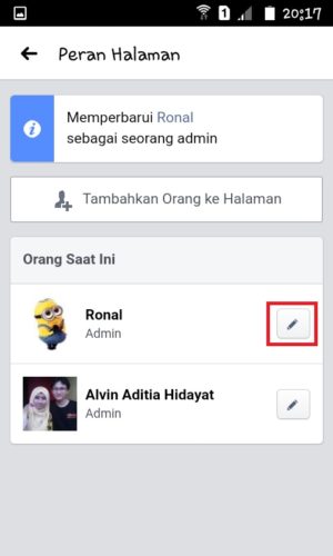 Cara menambahkan admin di halaman Facebook 12 tap icon pensil di "Peran Halaman"