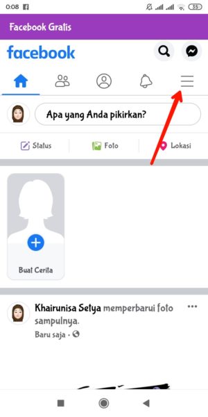 Cara mengaktifkan "Autentikasi Dua Faktor" di Facebook 1 pilih ikon hamburger