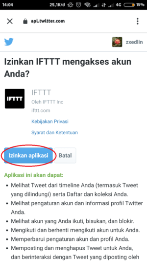 Cara Menghubungkan Twitter Ke Facebook Dan Sebaliknya 18 tap "izinkan aplikasi"