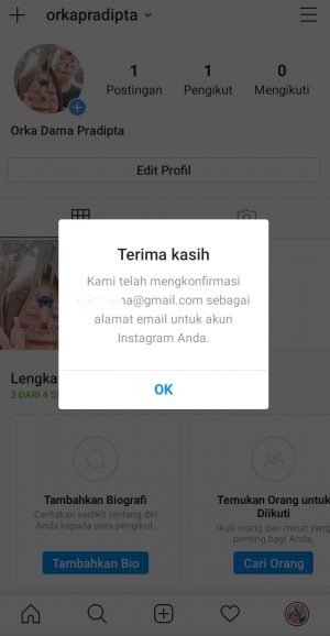 Cara mengganti email Instagram di HP 9 klik OK