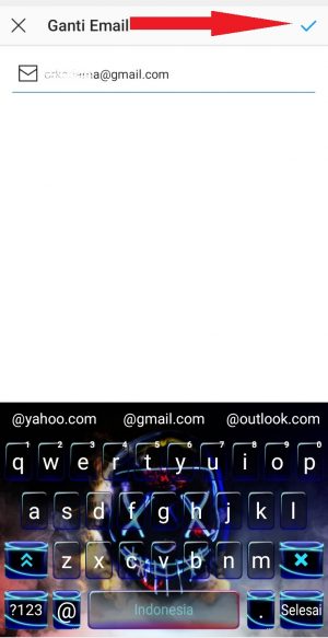 Cara mengganti email Instagram di HP 5 klik centang jika sudah