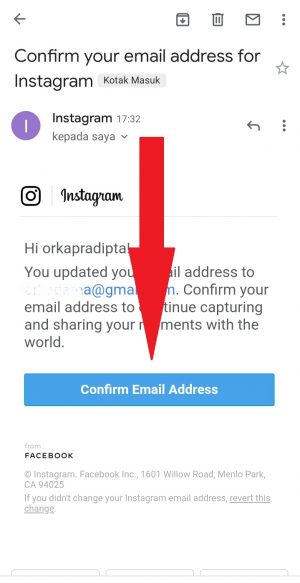 Cara mengganti email Instagram di HP 8 klik confirm email address